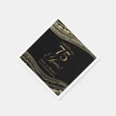 Serviette En Papier Élégante Black Gold Agate 75e anniversaire fête (Coin)