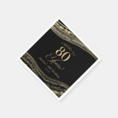 Serviette En Papier Elégante Black Gold Agate 80e fête d'anniversaire (Coin)