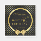 Serviette En Papier Elégante Black & Gold Surprise fête d'anniversaire (Devant)