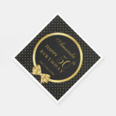 Serviette En Papier Elégante Black & Gold Surprise fête d'anniversaire (Coin)