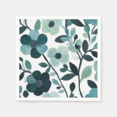 Serviette En Papier Elégante Blue Aqua Floral Botanal Papier Napkins (Devant)