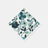 Serviette En Papier Elégante Blue Aqua Floral Botanal Papier Napkins (Coin)