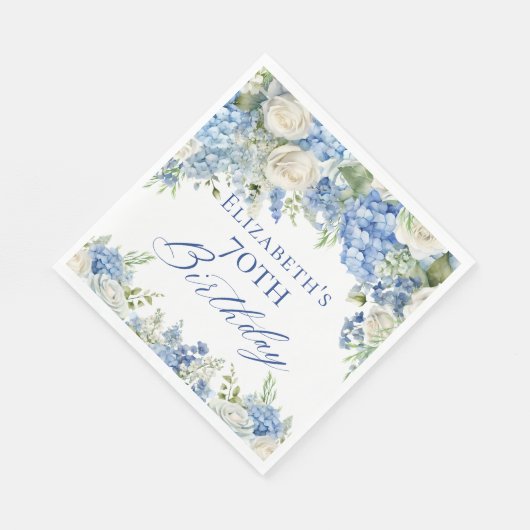 Serviette En Papier Elégante Blue Hydrangea Jardin Rose fête d'anniver (Coin)