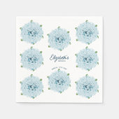 Serviette En Papier Elégante Blue Hydrangeas Floral fête d'anniversair (Devant)