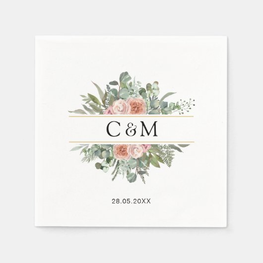 Serviette En Papier Elegante Boho Pastel Eucalyptus (Devant)