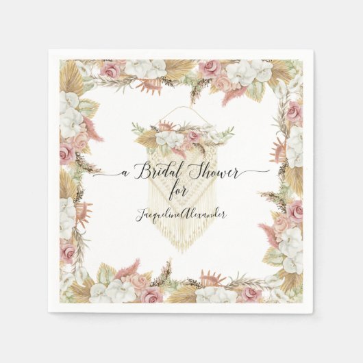 Serviette En Papier Élégante Botanique Rustique Verdure Florale Bridal (Devant)