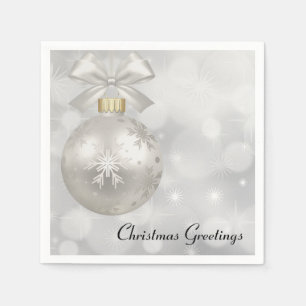 Serviette En Papier Élégante boule de Noël en argent sur les lumières