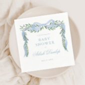 Serviette En Papier Elégante Bow Bleue avec Baby shower Garçon Vert
