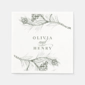 Serviette En Papier Élégante branche de pin rustique Mariage de bois (Devant)