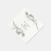 Serviette En Papier Élégante branche de pin rustique Mariage de bois (Coin)