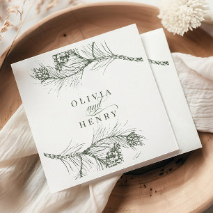 Serviette En Papier Élégante branche de pin rustique Mariage de bois