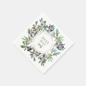 Serviette En Papier Élégante branche d'olivier italien mariage toscan (Coin)