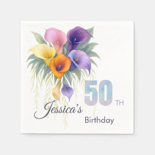 Serviette En Papier Elégante Calla Lily 50e anniversaire Jalon
