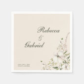 Serviette En Papier Élégante calligraphie aquarelle Mariage floral (Devant)