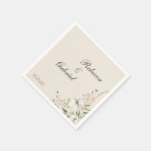 Serviette En Papier Élégante calligraphie aquarelle Mariage floral (Coin)