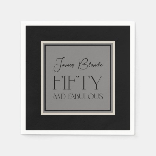 Serviette En Papier Élégante calligraphie Cinquante et fabuleuse Unise (Devant)
