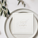 Serviette En Papier Elégante calligraphie classique mariage vintage<br><div class="desc">Monogramme de couple classique moderne et noms design en or et gris couleur,  simple et élégant. Idéal pour un mariage vintage,  mariage traditionnel,  mariage classique et autres événements. Voir toutes les pièces correspondantes dans la collection.</div>