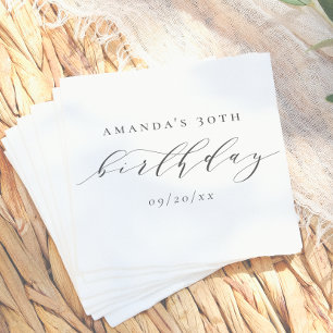 Serviette En Papier Élégante Calligraphie de script d'anniversaire pou