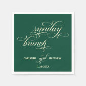 Serviette En Papier Élégante calligraphie dimanche Brunch Mariage Turq (Devant)