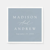 Serviette En Papier Élégante calligraphie Dusty Blue Mariage (Devant)