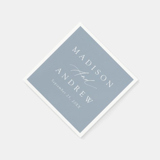 Serviette En Papier Élégante calligraphie Dusty Blue Mariage (Coin)