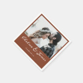 Serviette En Papier Élégante Calligraphie en terre cuite Photo Party d (Coin)