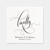 Serviette En Papier Élégante calligraphie Enfin Mariage festif (Devant)