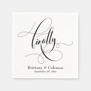 Serviette En Papier Élégante calligraphie Enfin Mariage festif