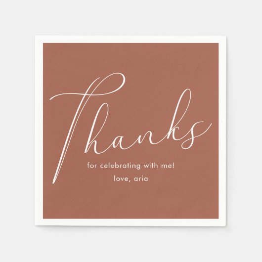 Serviette En Papier Élégante Calligraphie Graduation Party Merci (Devant)