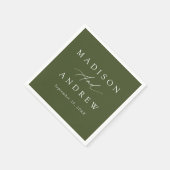 Serviette En Papier Élégante calligraphie Mariage vert olive (Coin)
