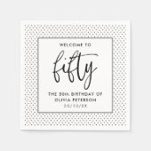 Serviette En Papier Élégante calligraphie Minimaliste 50ème anniversai (Devant)