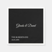 Serviette En Papier Élégante calligraphie noire Mariage personnalisé (Devant)
