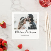 Serviette En Papier Élégante calligraphie Photo Mariage Cocktail Party (En situation)