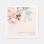 Serviette En Papier Élégante calligraphie rose florale (Devant)