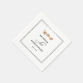 Serviette En Papier Élégante calligraphie rustique | Date du Mariage f (Coin)