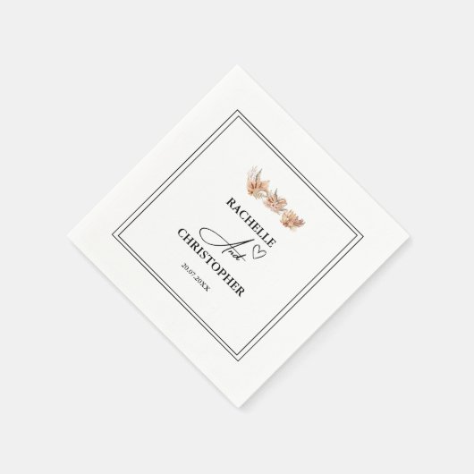 Serviette En Papier Élégante calligraphie rustique | Date du Mariage f (Coin)