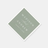 Serviette En Papier Élégante calligraphie Sage Green Mariage (Coin)