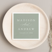 Serviette En Papier Élégante calligraphie Sage Green Mariage