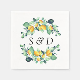 Serviette En Papier Élégante calligraphie Toscane Eucalyptus citron