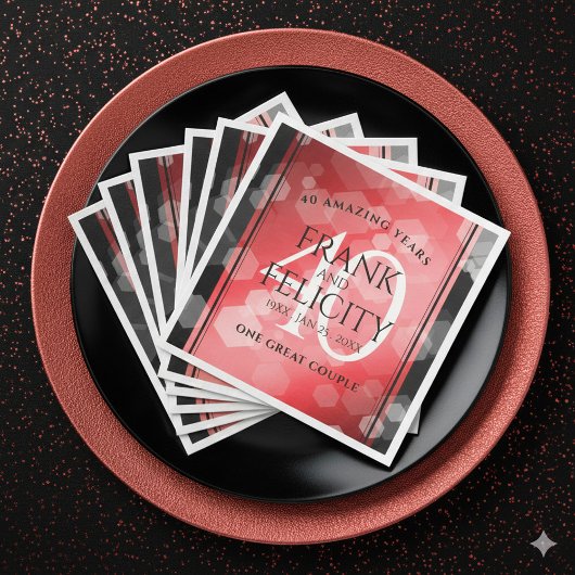 Serviette En Papier Élégante célébration du 40e anniversaire du Mariag