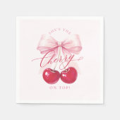 Serviette En Papier Élégante Cerise sur le Mariage (Devant)
