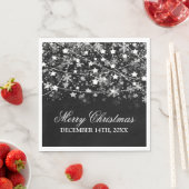 Serviette En Papier Élégante chaîne de Noël Lumières Argent (En situation)