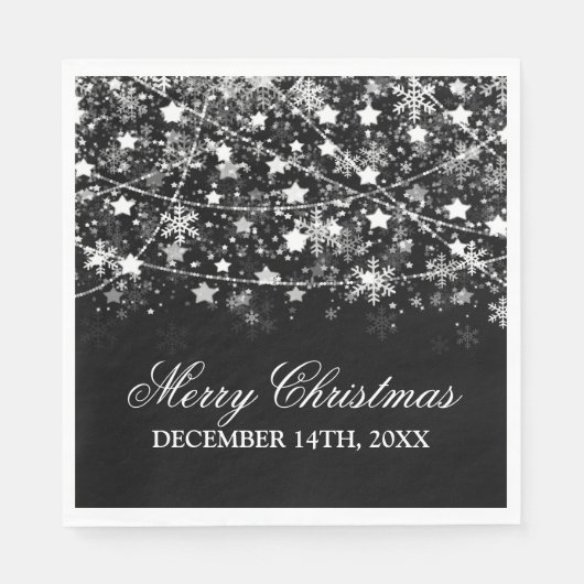 Serviette En Papier Élégante chaîne de Noël Lumières Argent (Devant)