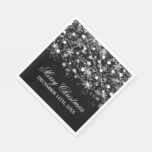 Serviette En Papier Élégante chaîne de Noël Lumières Argent (Coin)