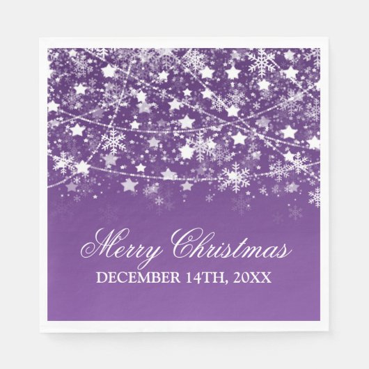 Serviette En Papier Élégante Chaîne de Noël Lumières violet (Devant)