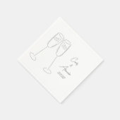 Serviette En Papier Elégante Champagne Nom Mariage Partie d'engagement (Coin)