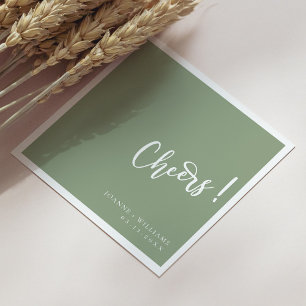 Serviette En Papier Elégante Cheers Lettrés À La Main : Mariage Vert S