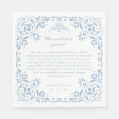 Serviette En Papier Élégante Chinoiserie Bleue et Blanche Mariage uniq (Devant)