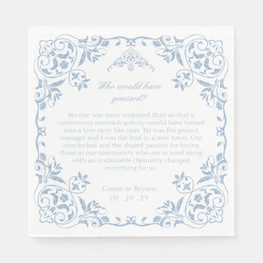 Serviette En Papier Élégante Chinoiserie Bleue et Blanche Mariage uniq (Devant)