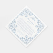 Serviette En Papier Élégante Chinoiserie Bleue et Blanche Mariage uniq (Coin)